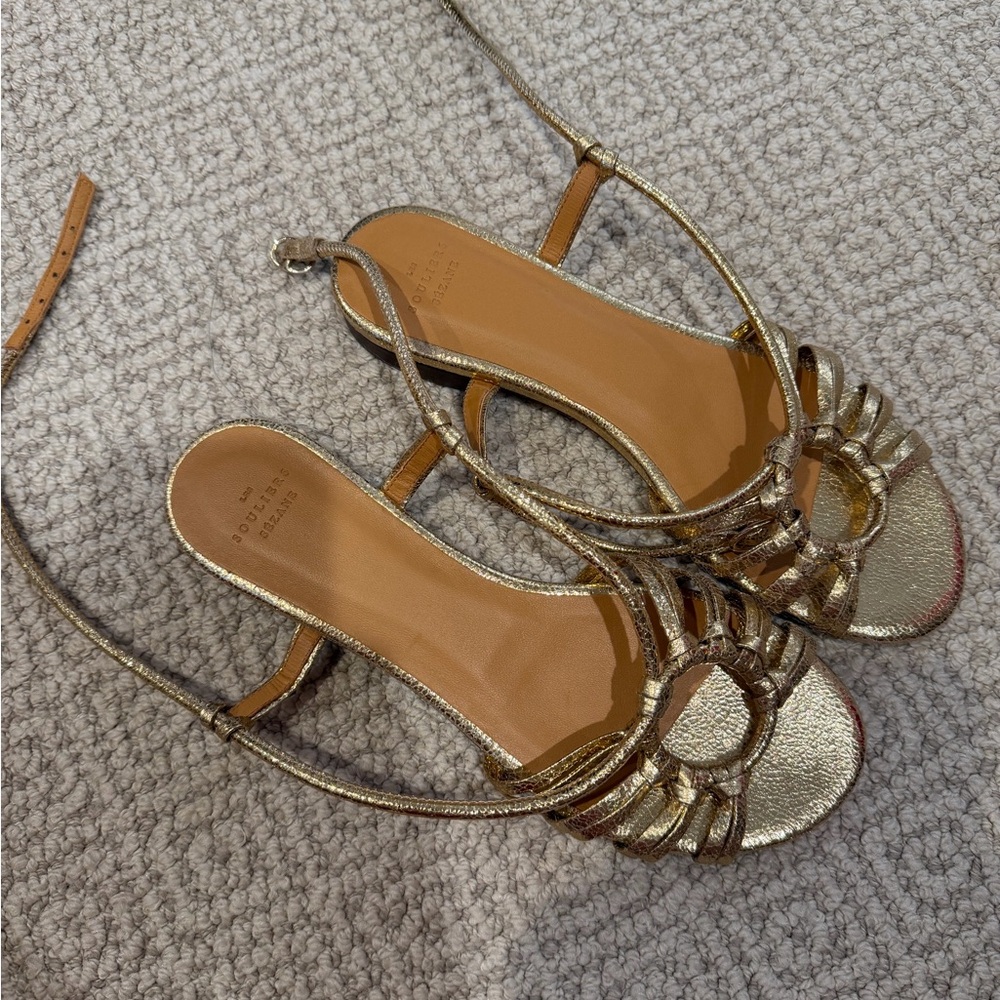 Sezane Gold Strappy Sandals - Picture 2 of 4